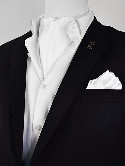 Pearl White Paradigm Silk Ascot Set by Monzoro – view 2