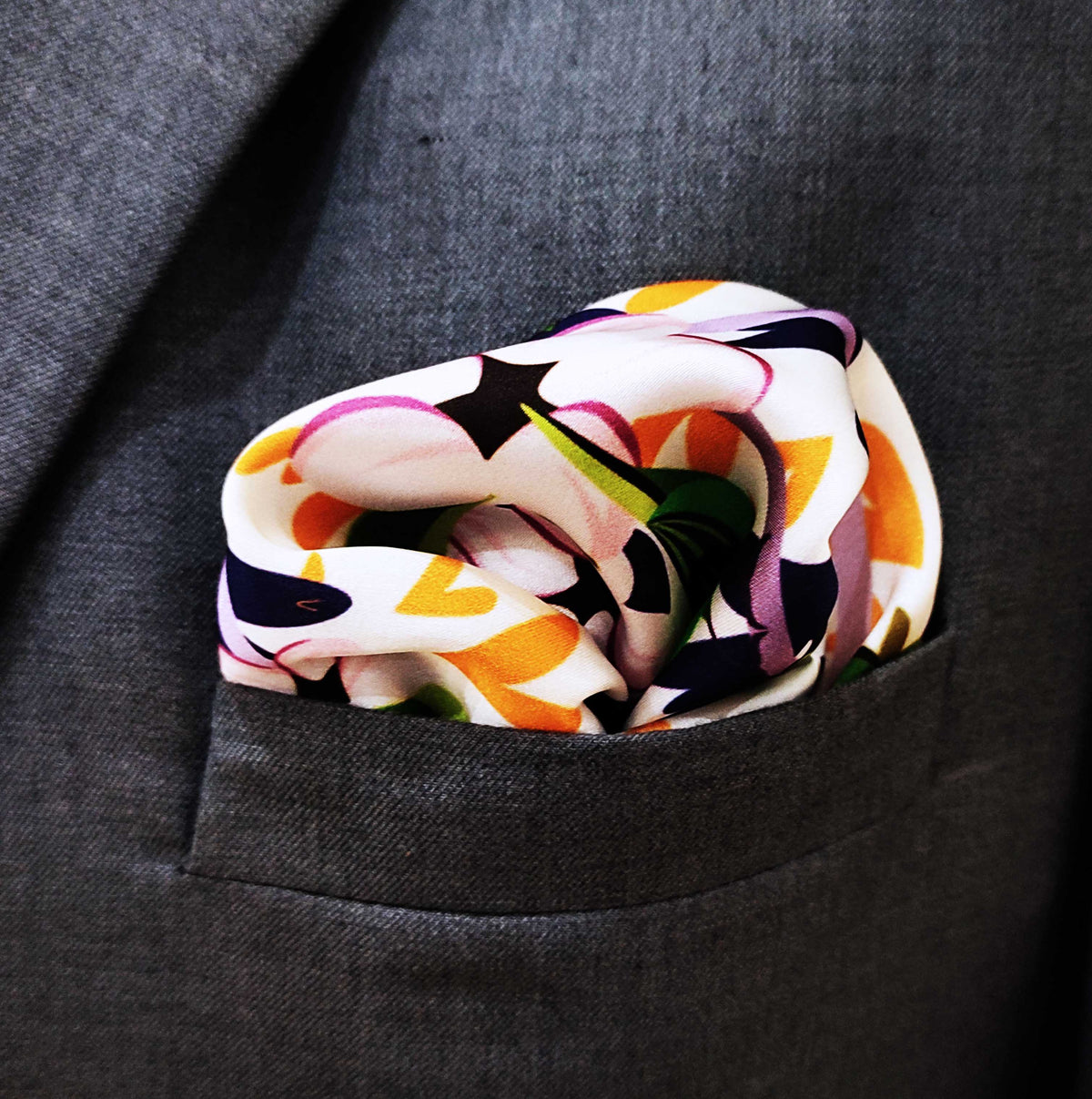 Tropical Birds & Flowers - Silk Pocket Square by Monzoro – view 3