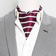 Creamy Rosewood Stripes - Silk Ascot by Monzoro – view 4