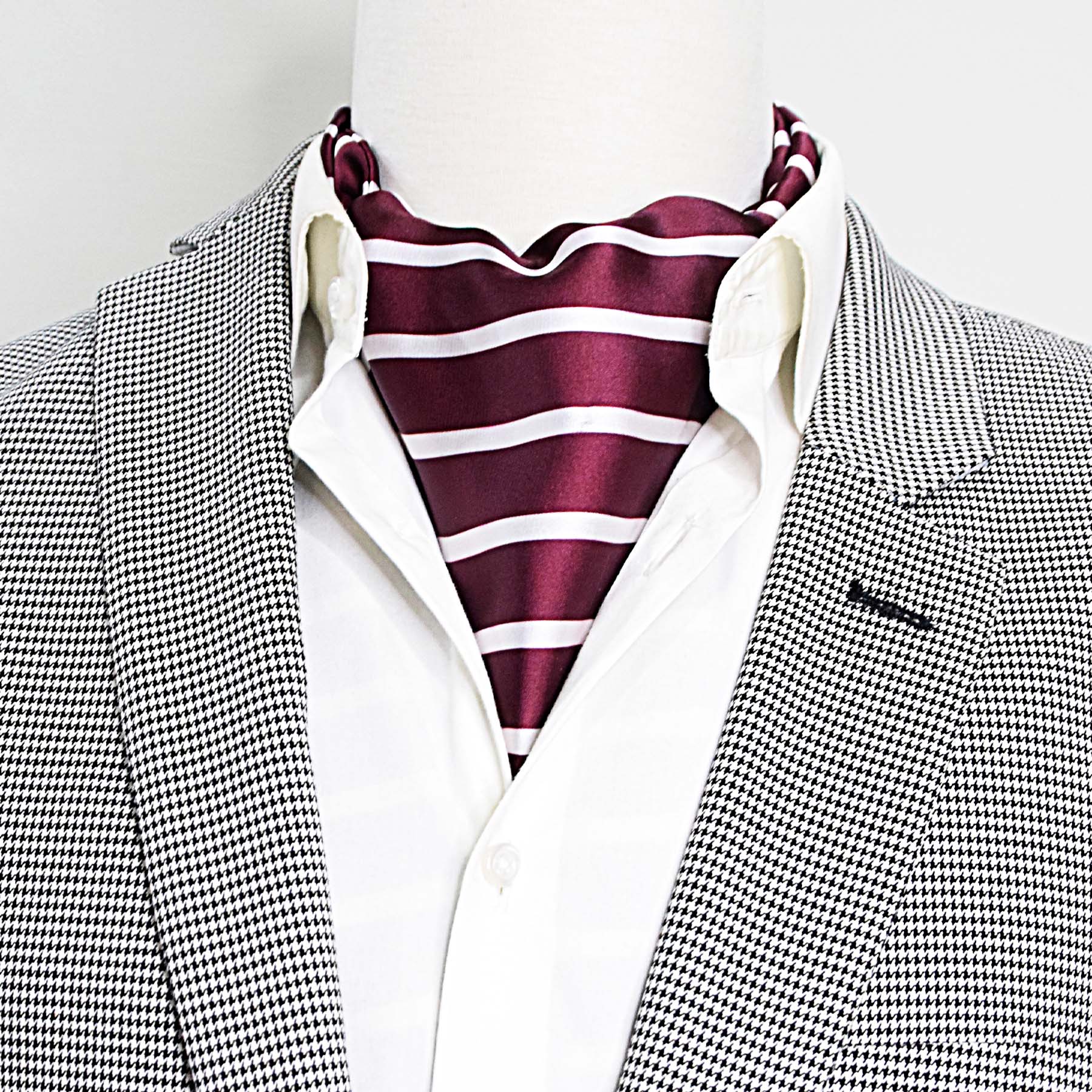 Creamy Rosewood Stripes - Silk Ascot by Monzoro – view 4