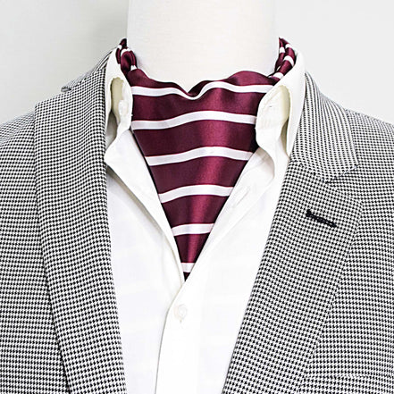 Creamy Rosewood Stripes - Silk Ascot by Monzoro – view 4