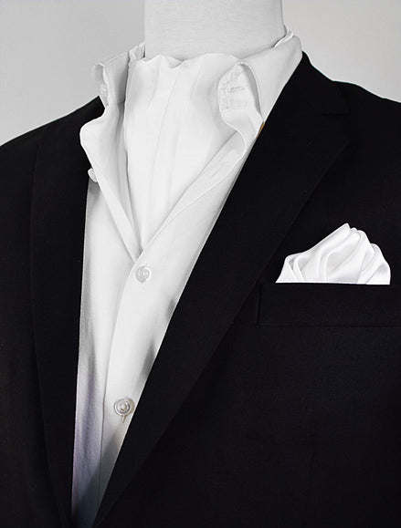 Pearl White Paradigm Silk Ascot & Pocket Square Set by Monzoro – view 2