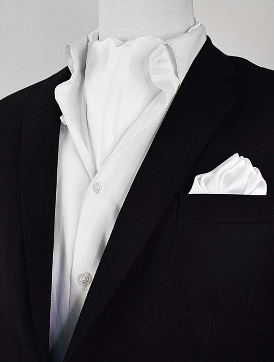 Pearl White Paradigm Silk Ascot & Pocket Square Set by Monzoro – view 2