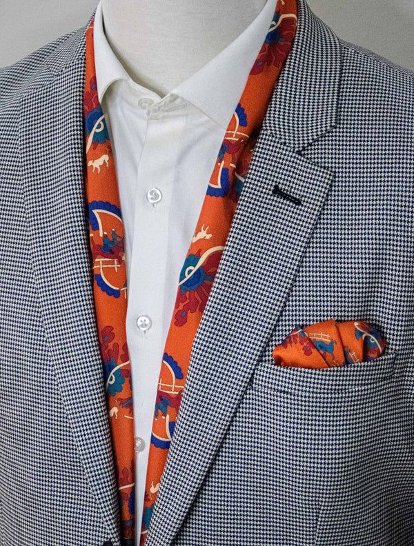 Rust Paisley And Floral - Silk Scarf And Pocket Square Set