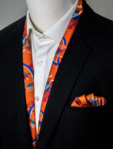 Rust Paisley And Floral - Silk Scarf And Pocket Square Set