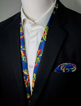 Paisley And Floral Navy Blue - Silk Scarf And Pocket Square Set