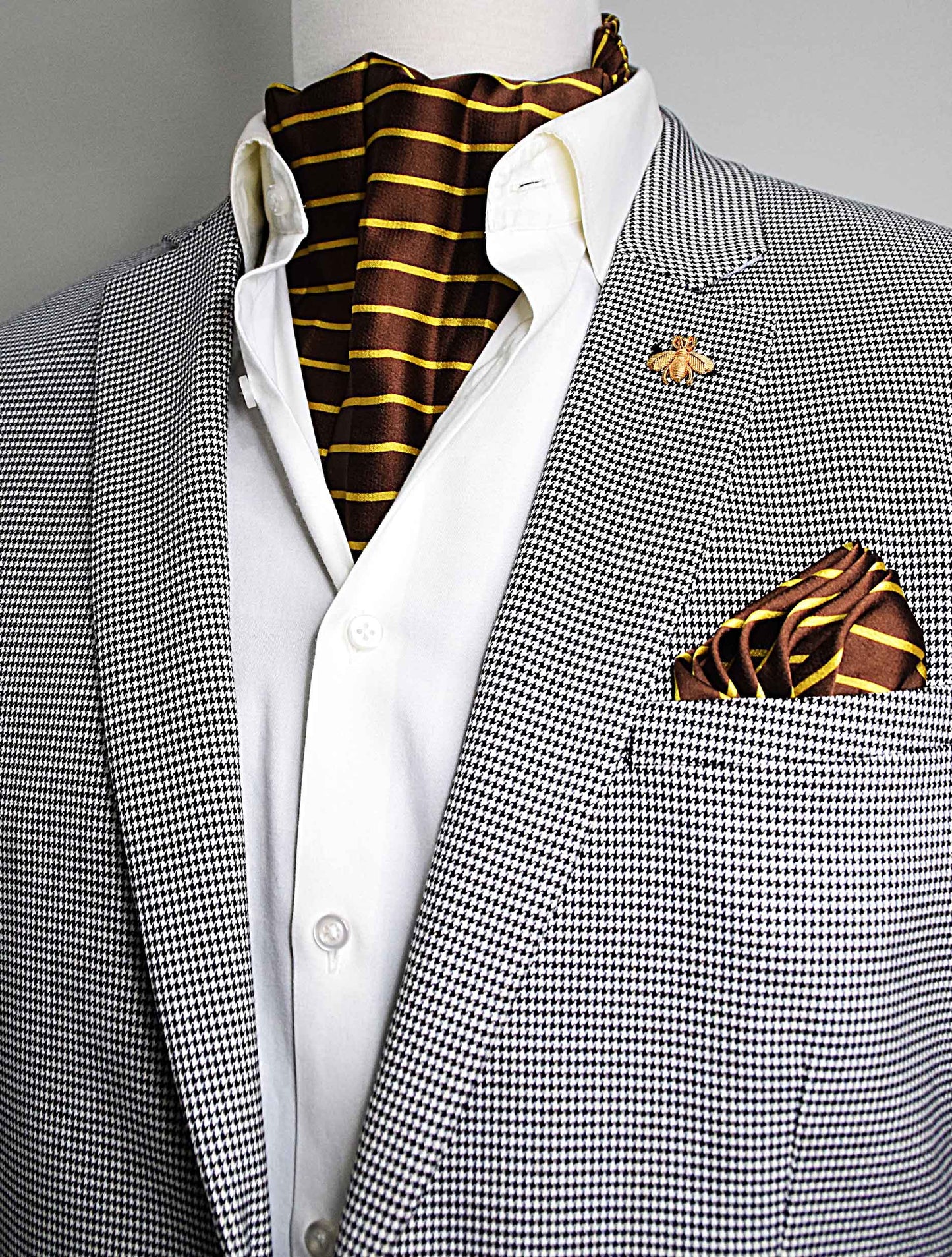 Yellow Cane Hazel Silk Ascot Set