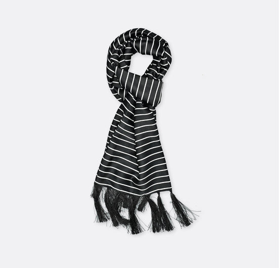 White Cane Crow Silk Men Scarf by Monzoro