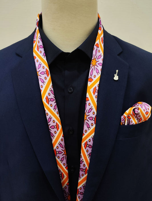 Retro Vintage - Silk Men Scarf and Pocket Square Set