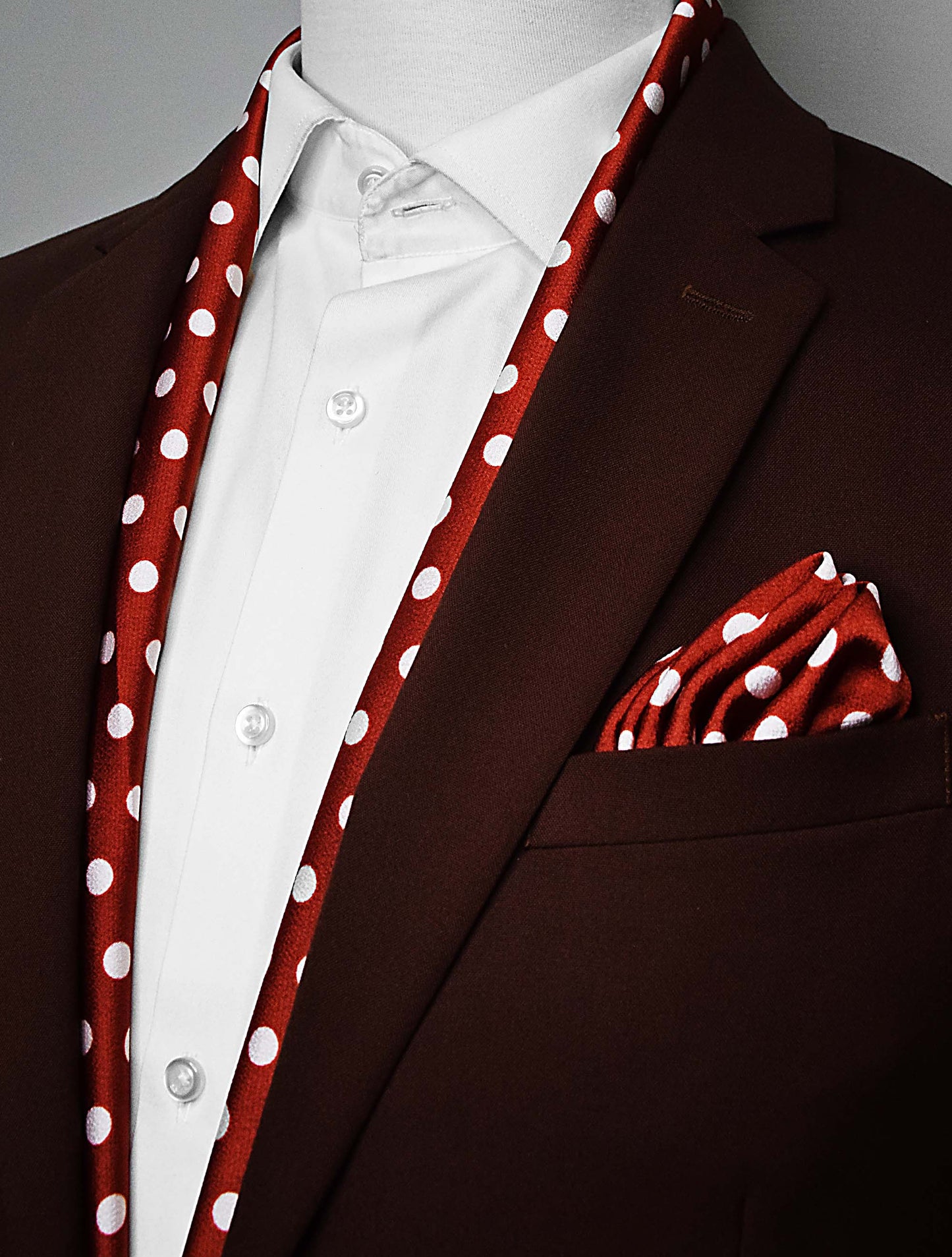 Copper Base Polka Silk Scarf & Pocket Square Set