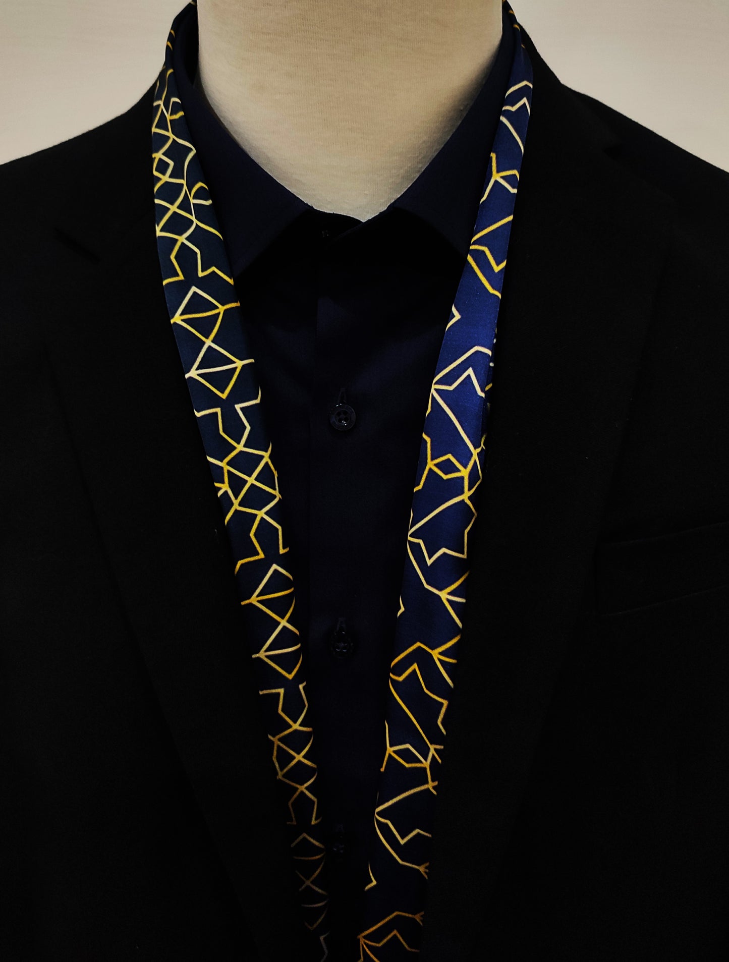 Navy and Gold Rugs Silk Men Scarf