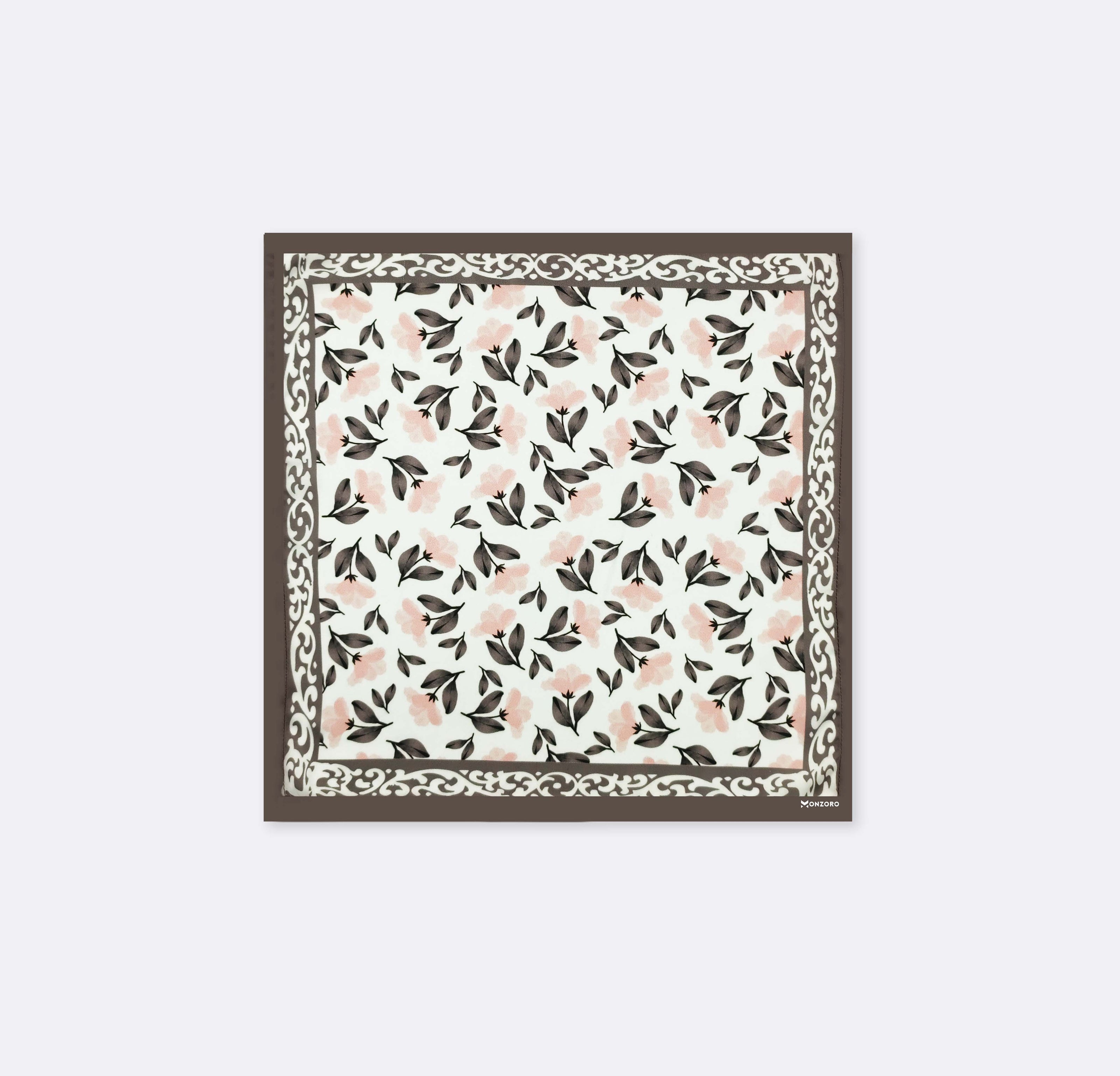 Pink & Grey Floral - Silk Pocket Square by Monzoro