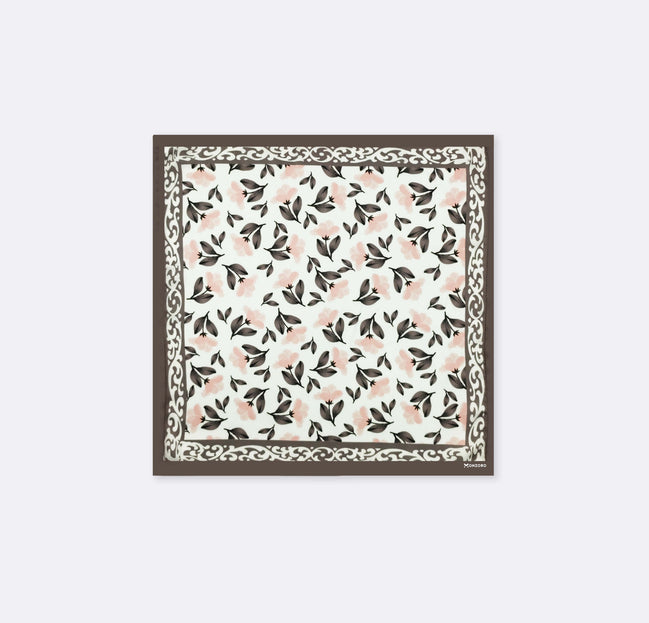 Pink & Grey Floral - Silk Pocket Square by Monzoro