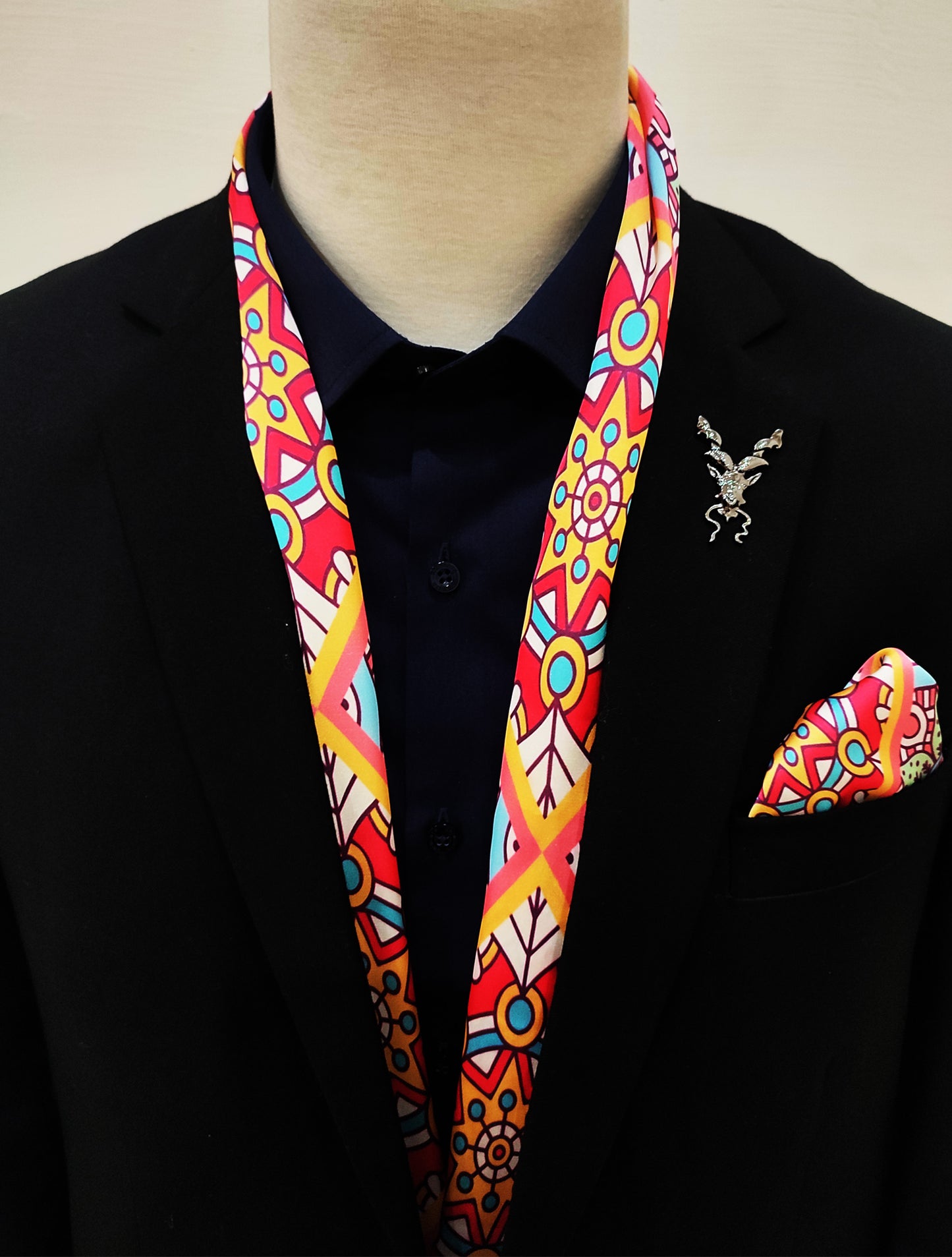 Italian Ethnic - Silk Men Scarf and Pocket Square Set