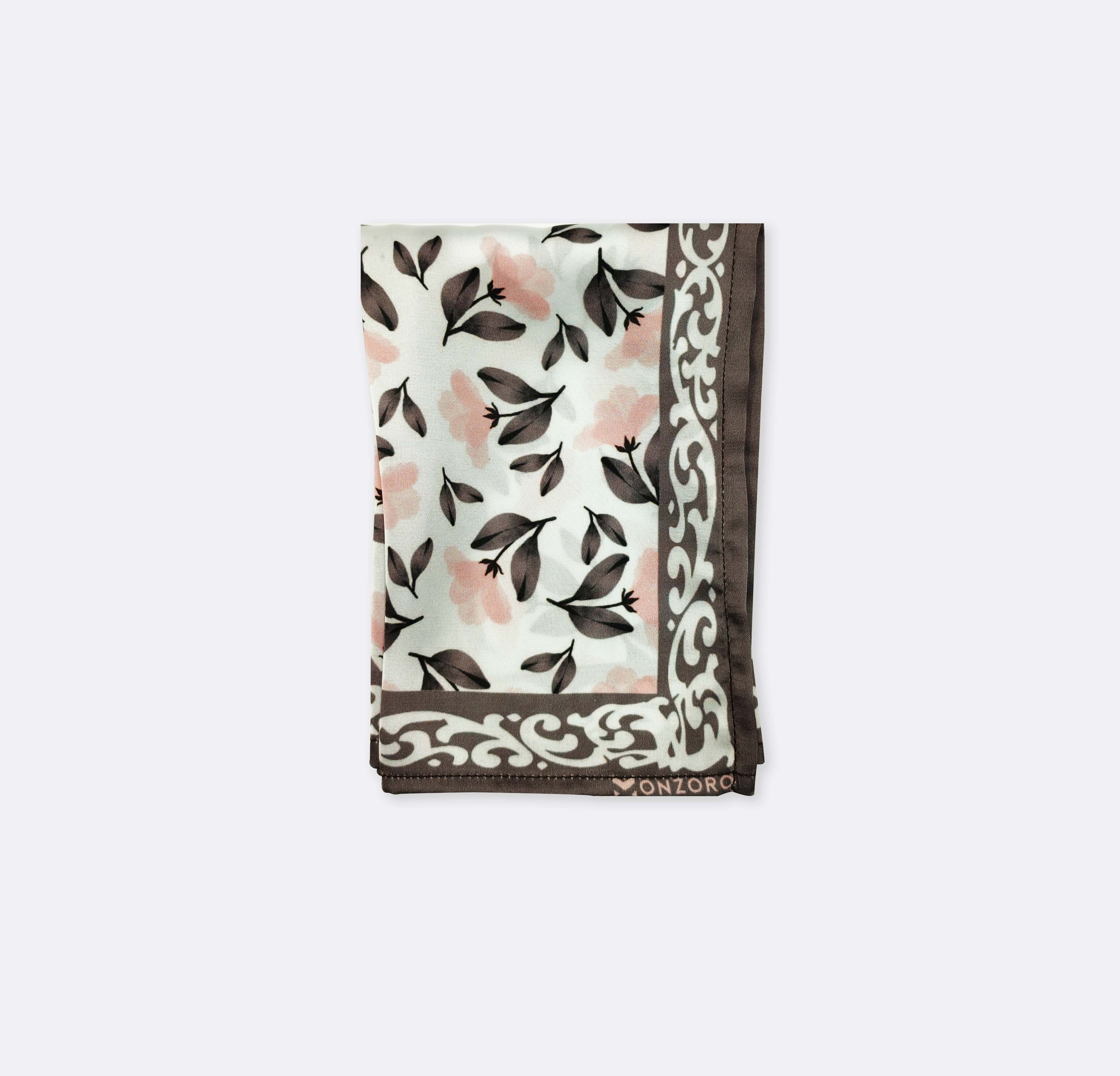 Pink & Grey Floral - Silk Pocket Square by Monzoro – view 2