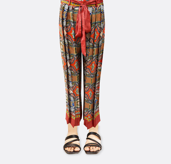 belted printed trouser