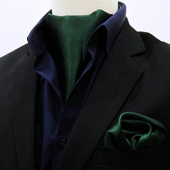 Turquoise Green - Silk Men Ascot and Pocket Square Set by Monzoro