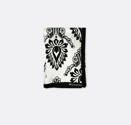 Black & White Turkish Floral - Silk Pocket Square by Monzoro – view 2
