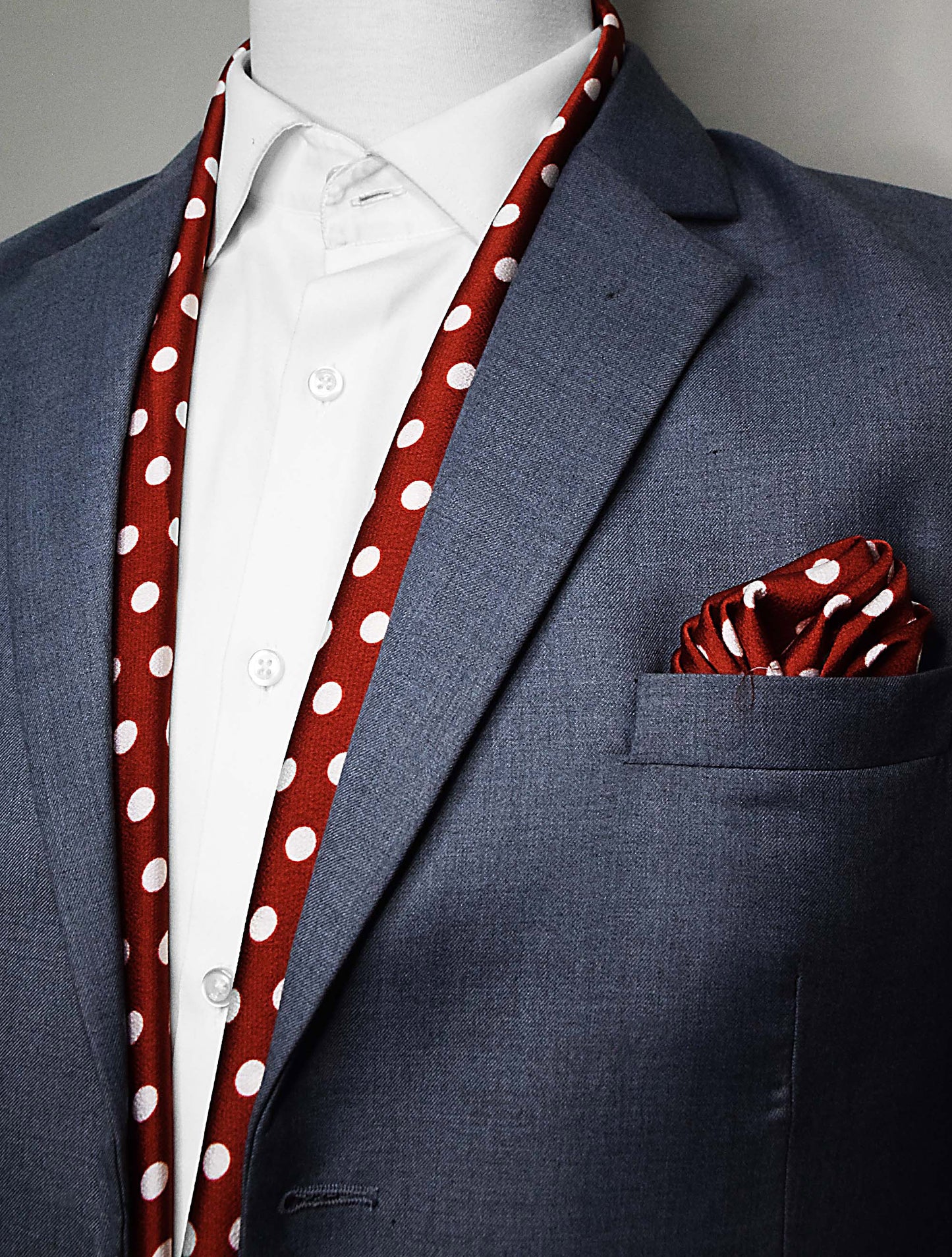 Copper Base Polka Silk Scarf & Pocket Square Set