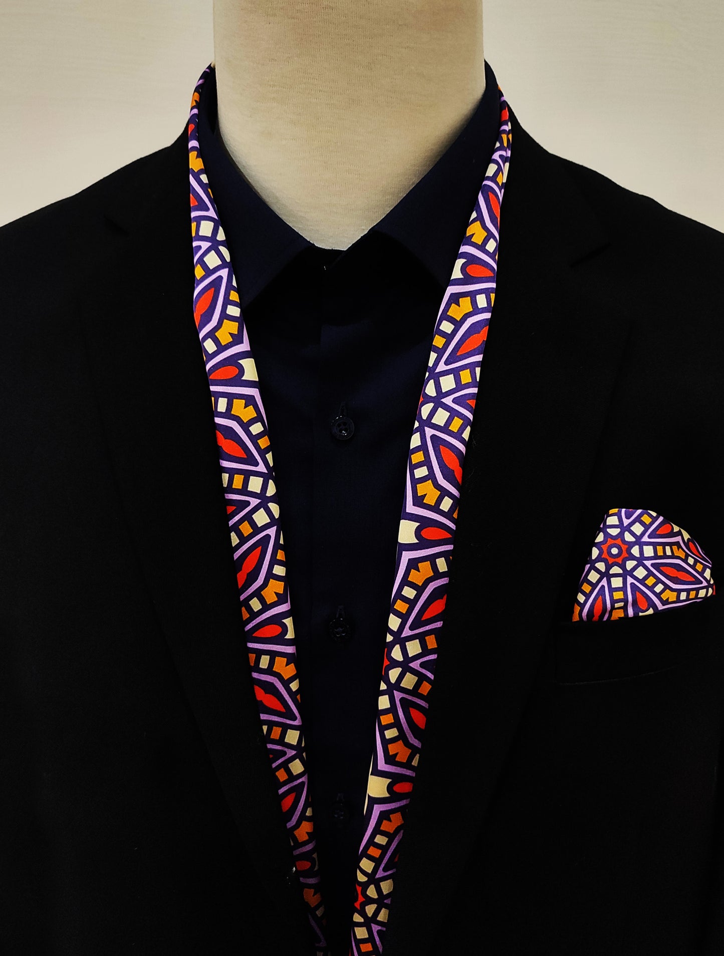Colourful Abstract Art - Silk Men Scarf and Pocket Square Set