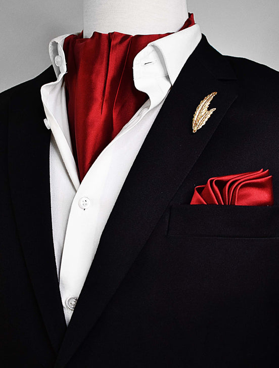 Bordeaux Wine - Men Silk Ascot and Pocket Square Set by Monzoro – view 2