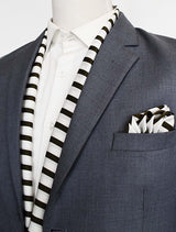 White & Green Stripes Silk Scarf & Pocket Square Set
