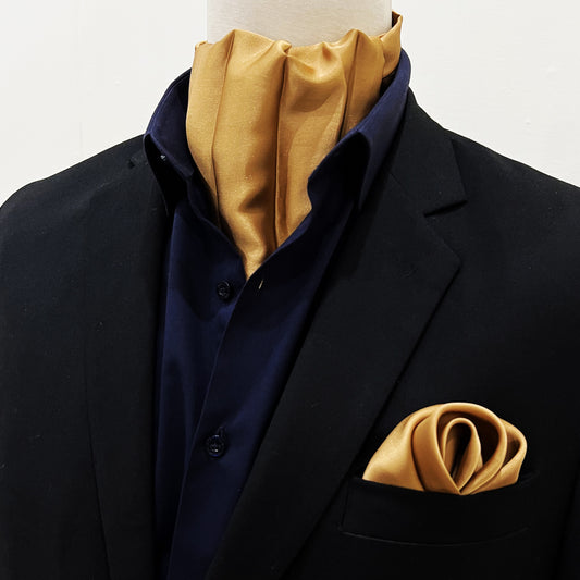 Copper Brown - Silk Men Ascot and Pocket Square Set