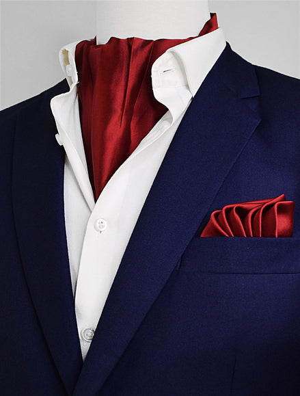 Bordeaux Wine - Men Silk Ascot and Pocket Square Set by Monzoro