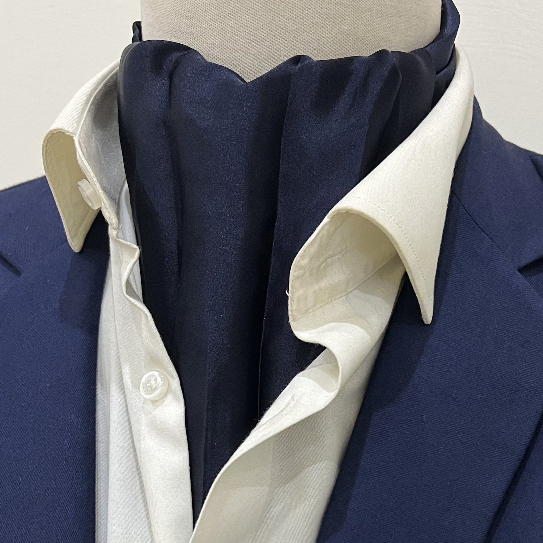 Dark Blue - Silk Men Ascot by Monzoro