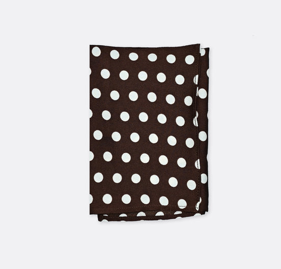 Coffee Base Polka Silk Pocket Square by Monzoro – view 2