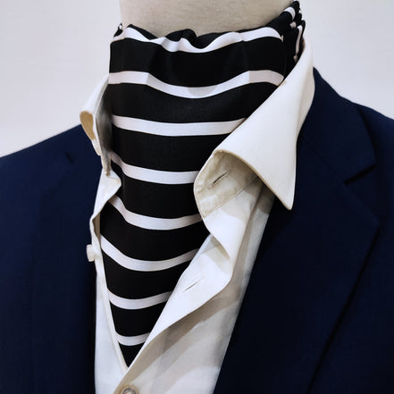 Black with White - Silk Men Ascot by Monzoro – view 2