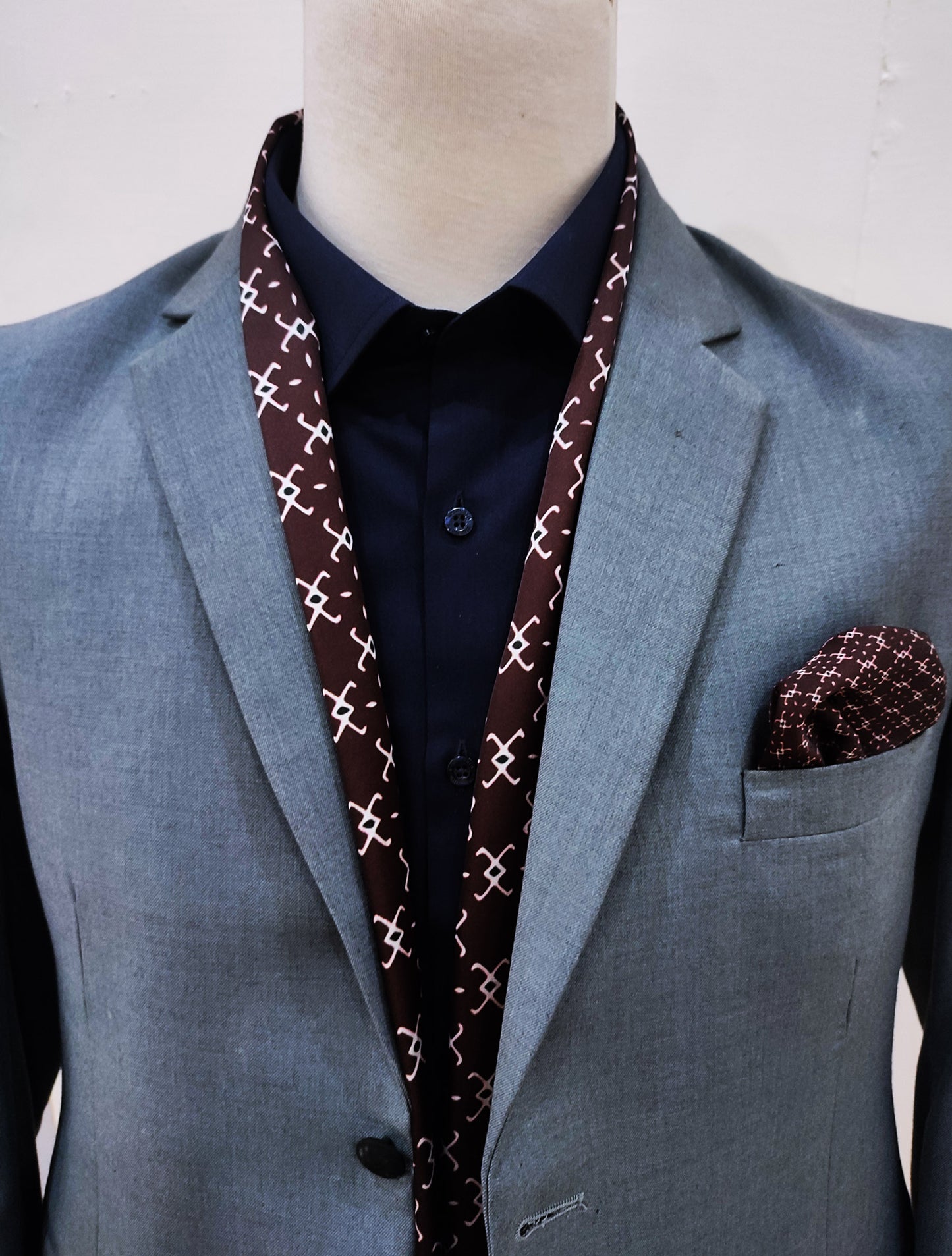 Burberry Chocolate Silk Scarf and pocket Square Set
