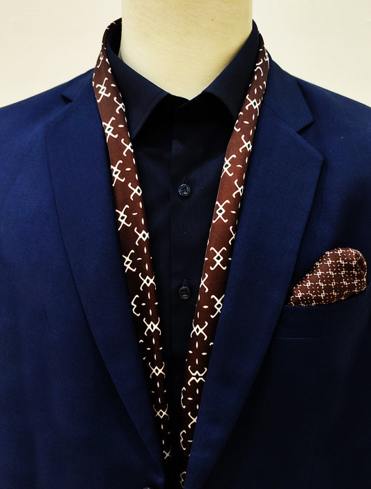 Burberry Chocolate Silk Scarf and pocket Square Set