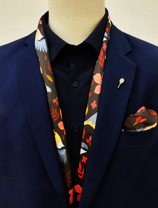 Winter Birds and Autumn Leaves - Silk Scarf Set