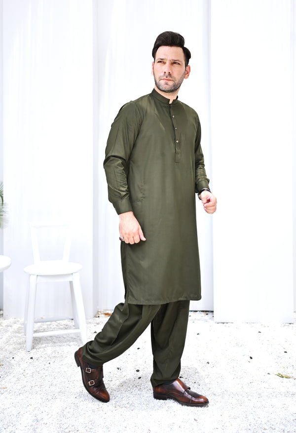 Tabeer - Stitched Olive Green