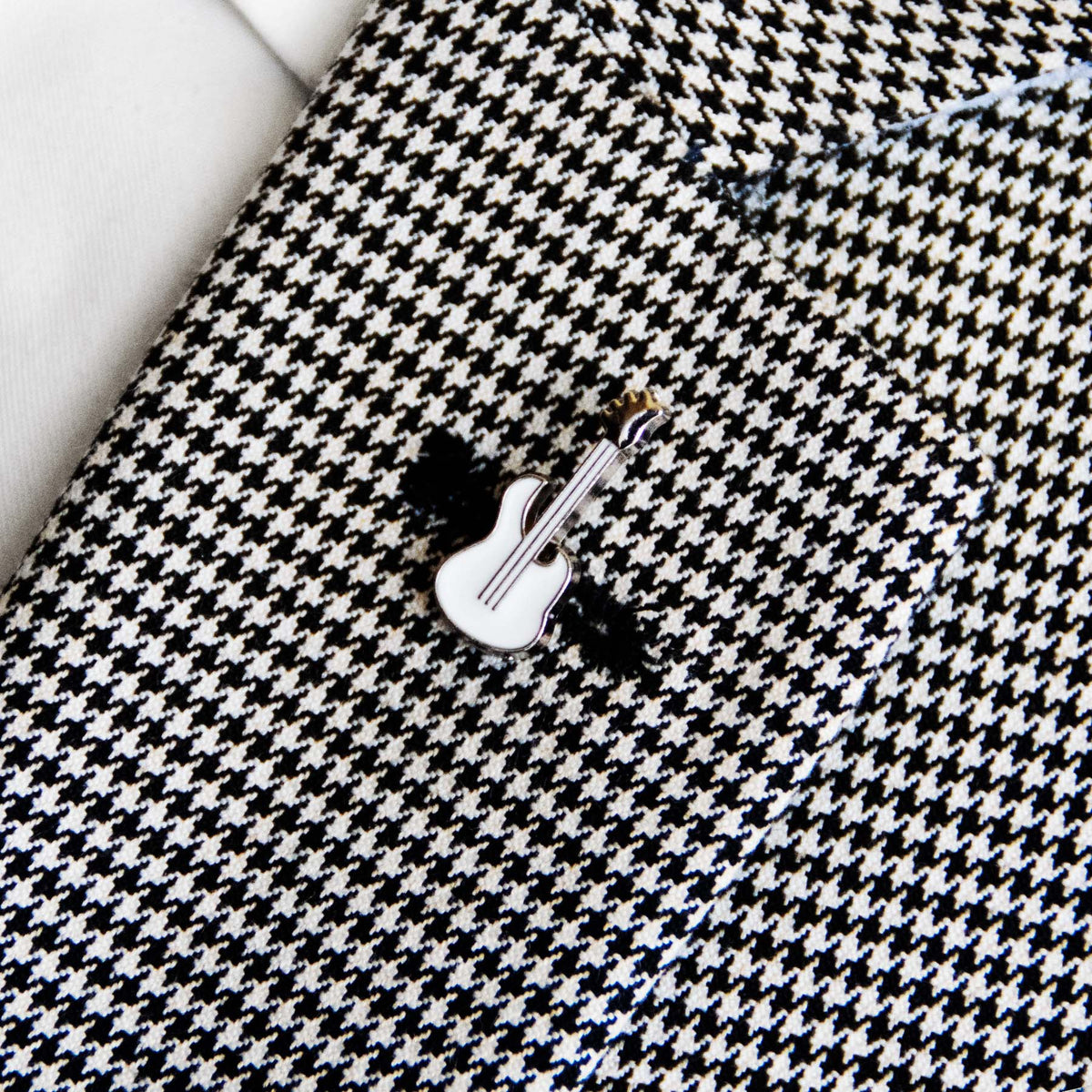 White Guitar Lapel Pin