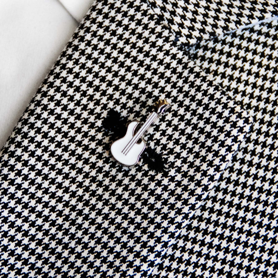 White Guitar Lapel Pin