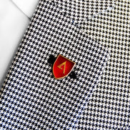 Classic Knight Shield Red and Gold Lapel Pin