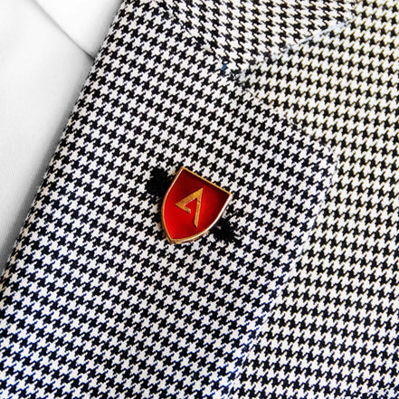 Classic Knight Shield Red and Gold Lapel Pin
