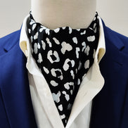 Black and White Leopard Silk Ascot by Monzoro
