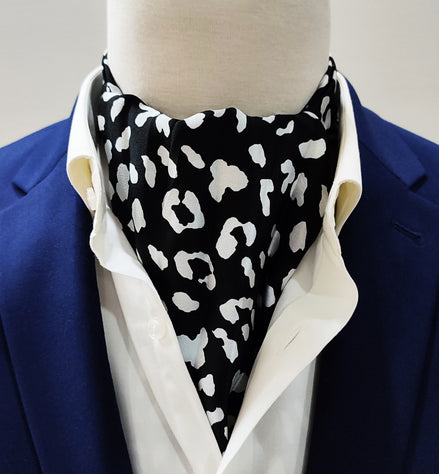Black and White Leopard Silk Ascot by Monzoro