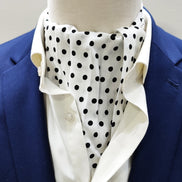 Snow White Base Polka Silk Ascot by Monzoro