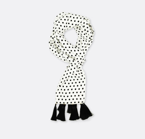 Snow White Base Polka Silk Men Scarf by Monzoro