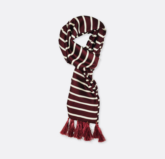 Creamy Rosewood Stripes - Silk Men Scarf by Monzoro