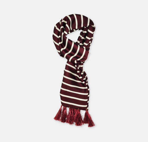 CREAMY ROSEWOOD STRIPES - SILK MEN SCARVES