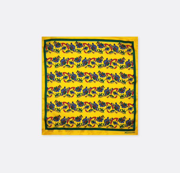 Paisley and Floral Mustard - Silk Pocket Squares