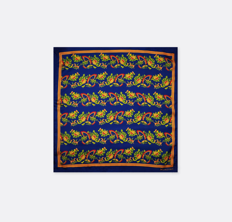 Navy Blue Paisley and Floral - Silk Pocket Squares