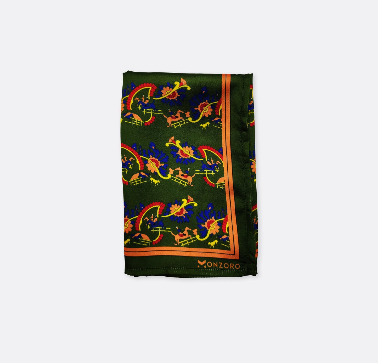 Olive Green Paisley and Floral - Silk Pocket Square