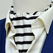 Black & White Stripes Silk Ascot by Monzoro – view 8