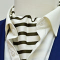White & Green Stripes Silk Ascot by Monzoro
